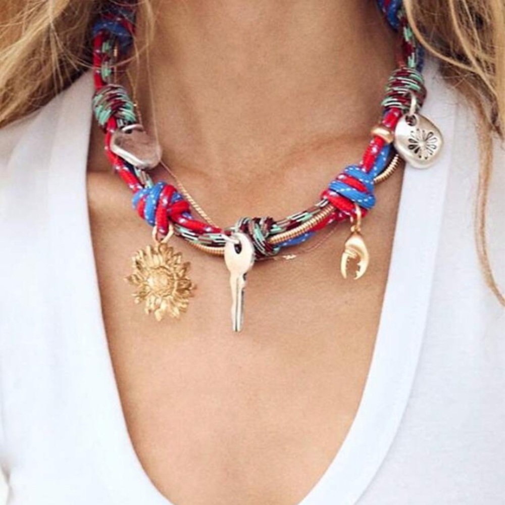 Zara Colorful Rope Necklace with charms